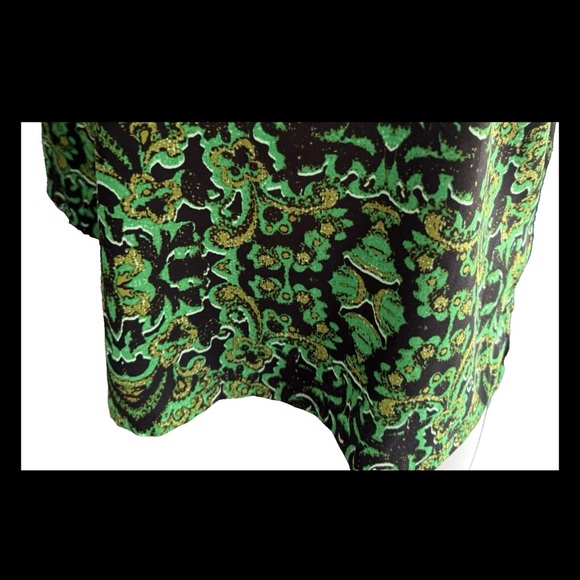 H&M Green and black Print Blouse 3/4 sleeve top Back zipper Size 10 - Picture 12 of 14